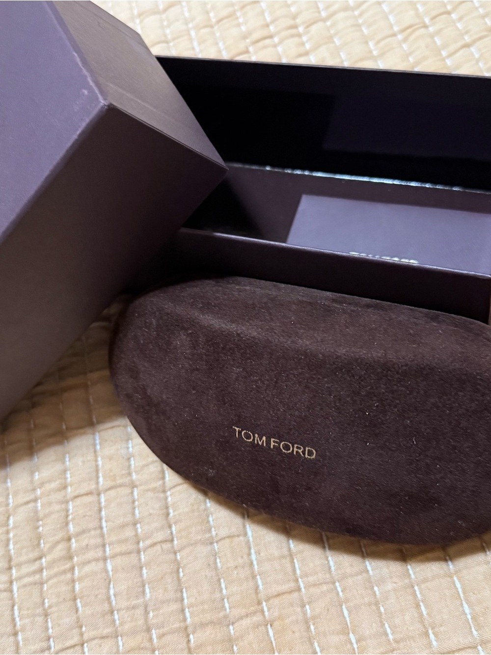Tom Ford Chocolate Brown Suede Eyewear Case with Gold Logo